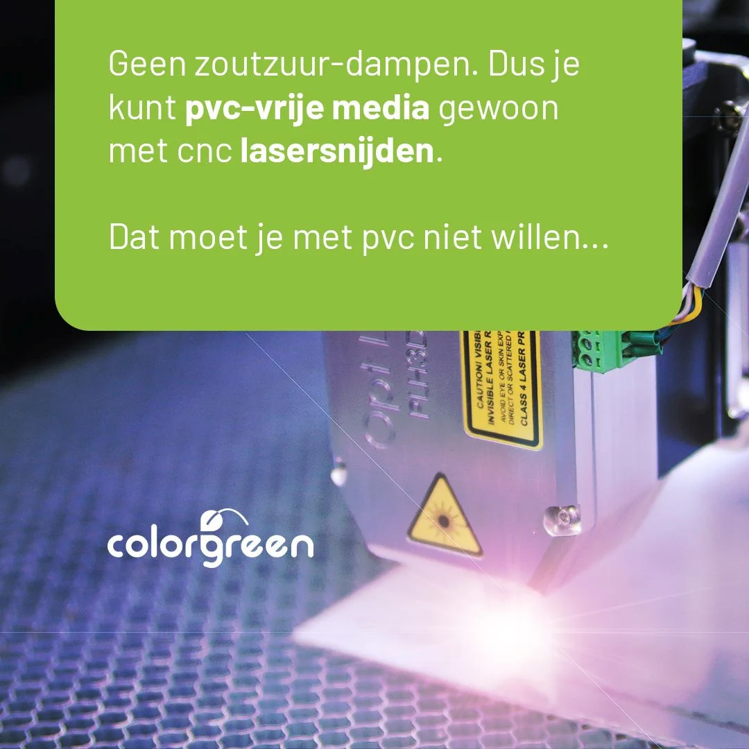 Colorgreen LinkedIn campagne over lasersnijden van PVC-vrije media