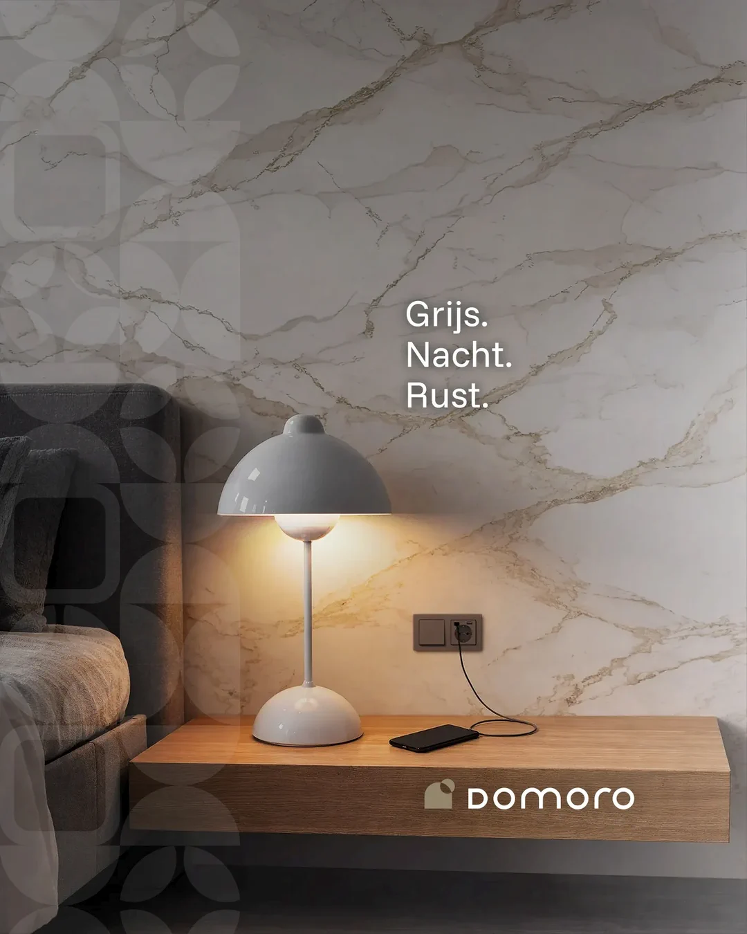 Grijs. Nacht. Rust. — DOMORO beeld, ontwikkeld met AI